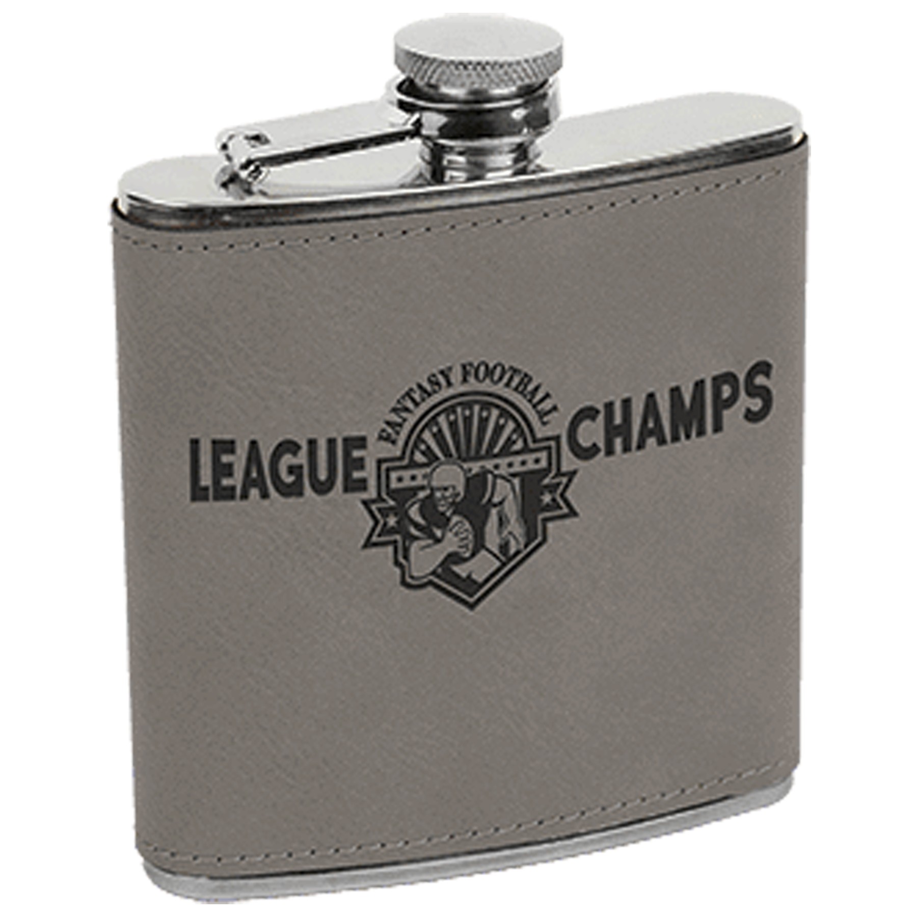 Gray Leatherette Stainless Steel Flask 4