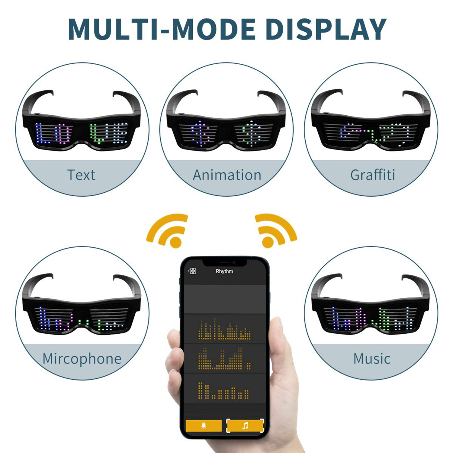 Customized Bluetooth Magic LED Glasses 8
