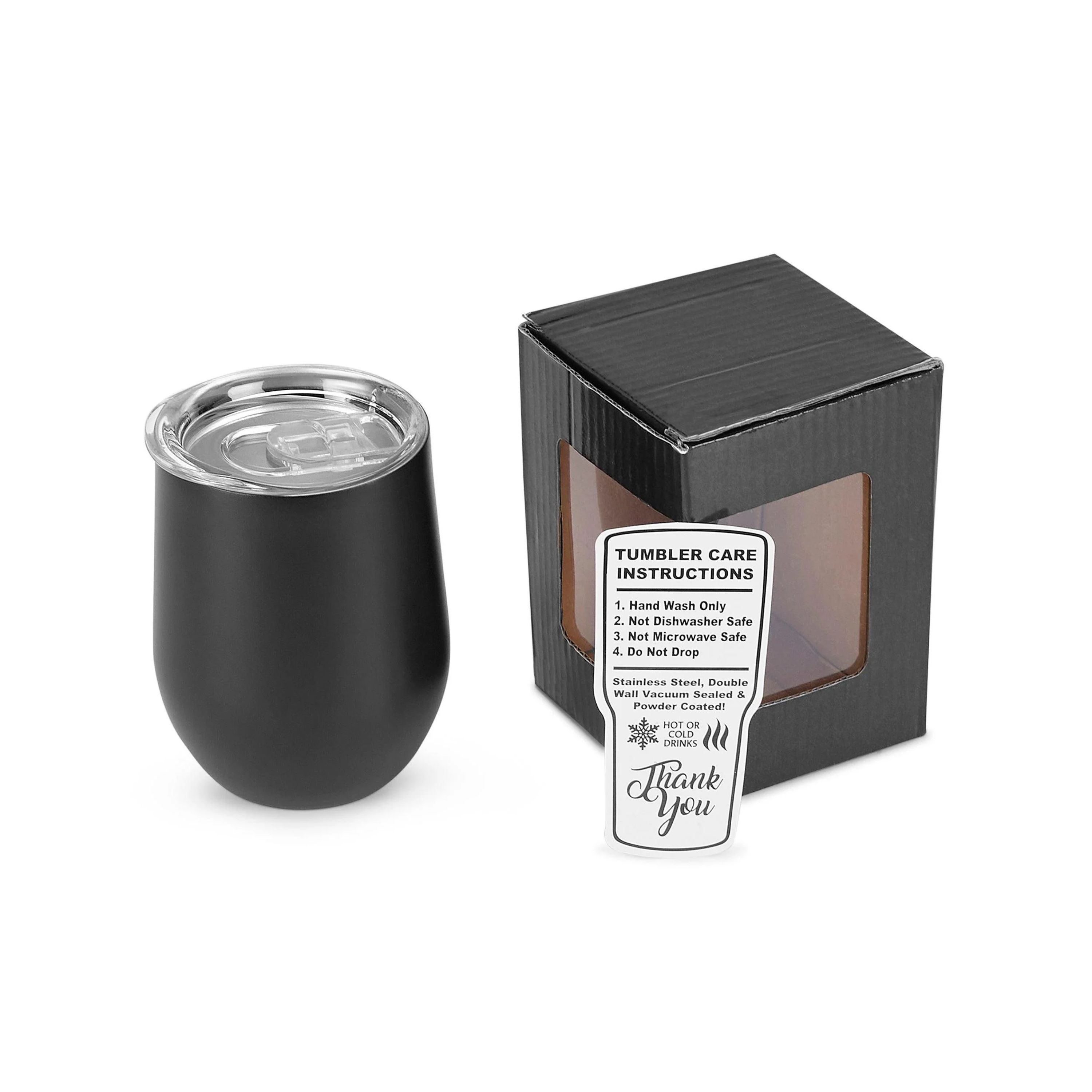 12 Oz. Unbranded Stemless Wine Glass w/ Color Matched Window Display Gift Box 7