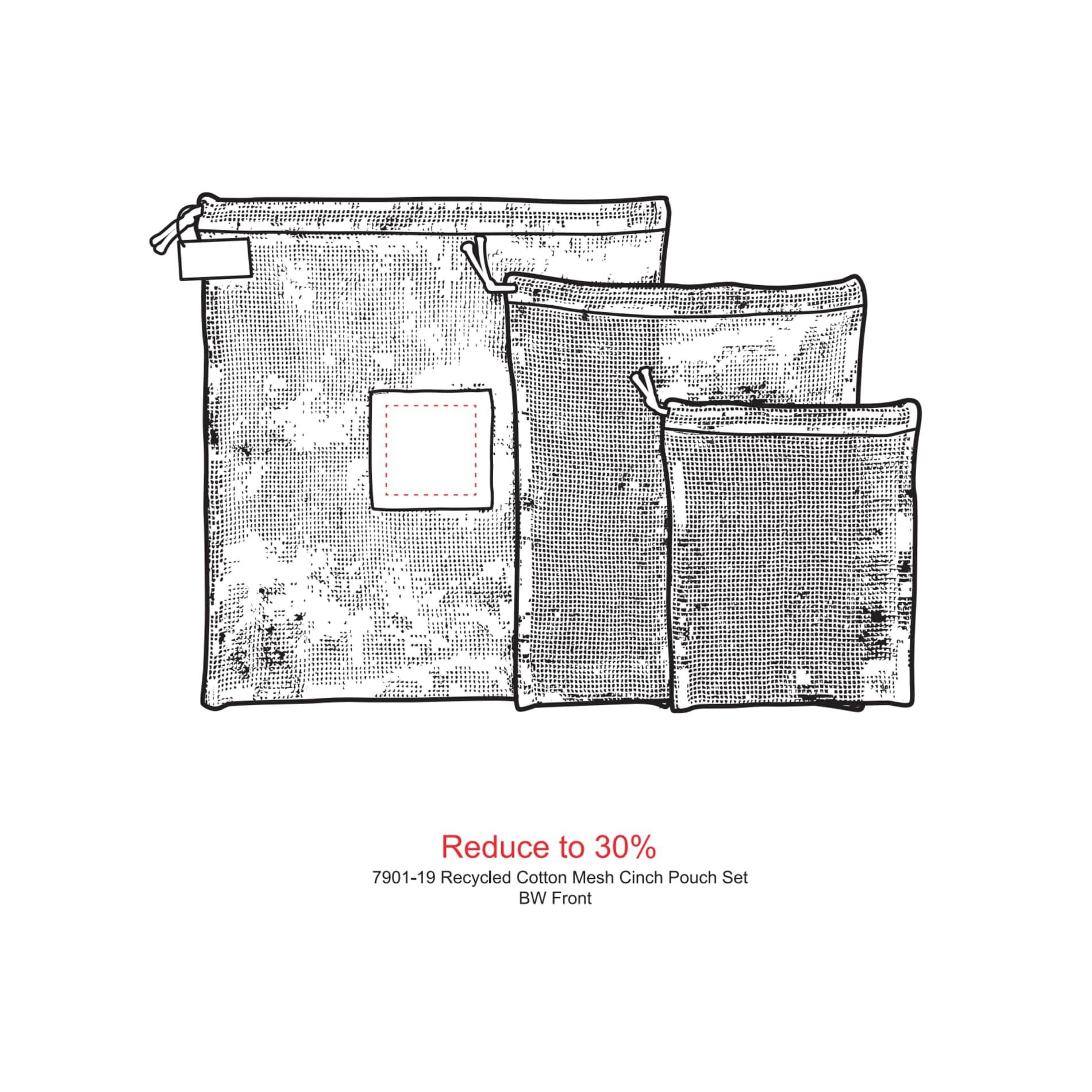 Recycled Cotton Mesh Cinch Pouch Set 6