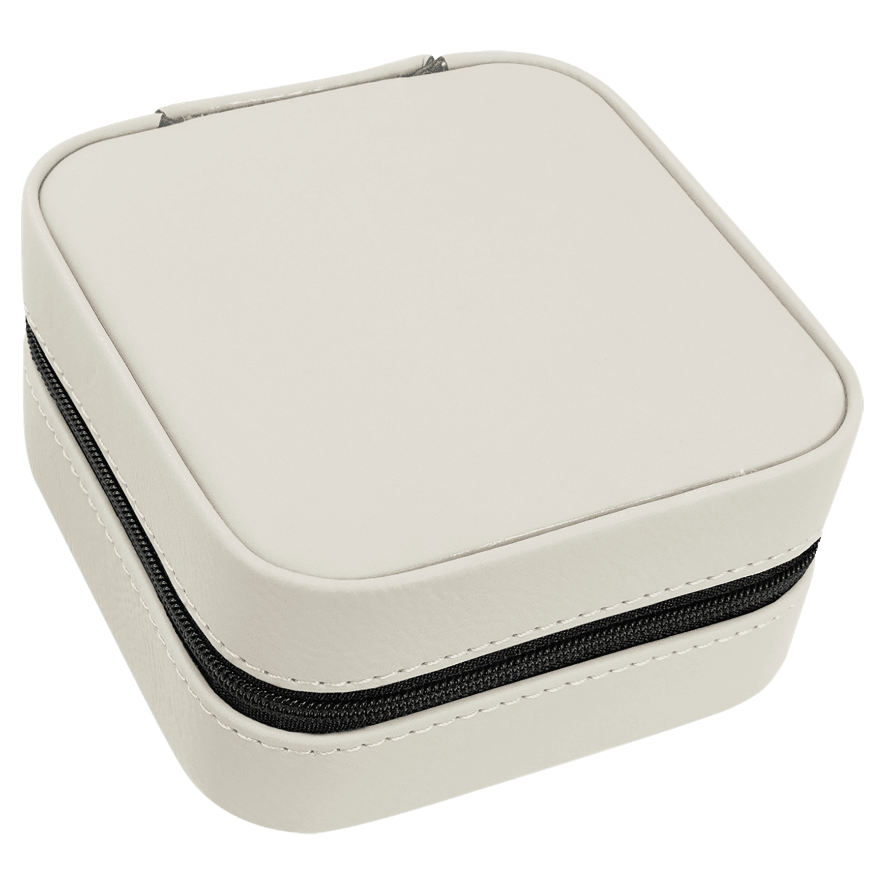 4" X 4" White Leatherette Travel Jewelry Box 4