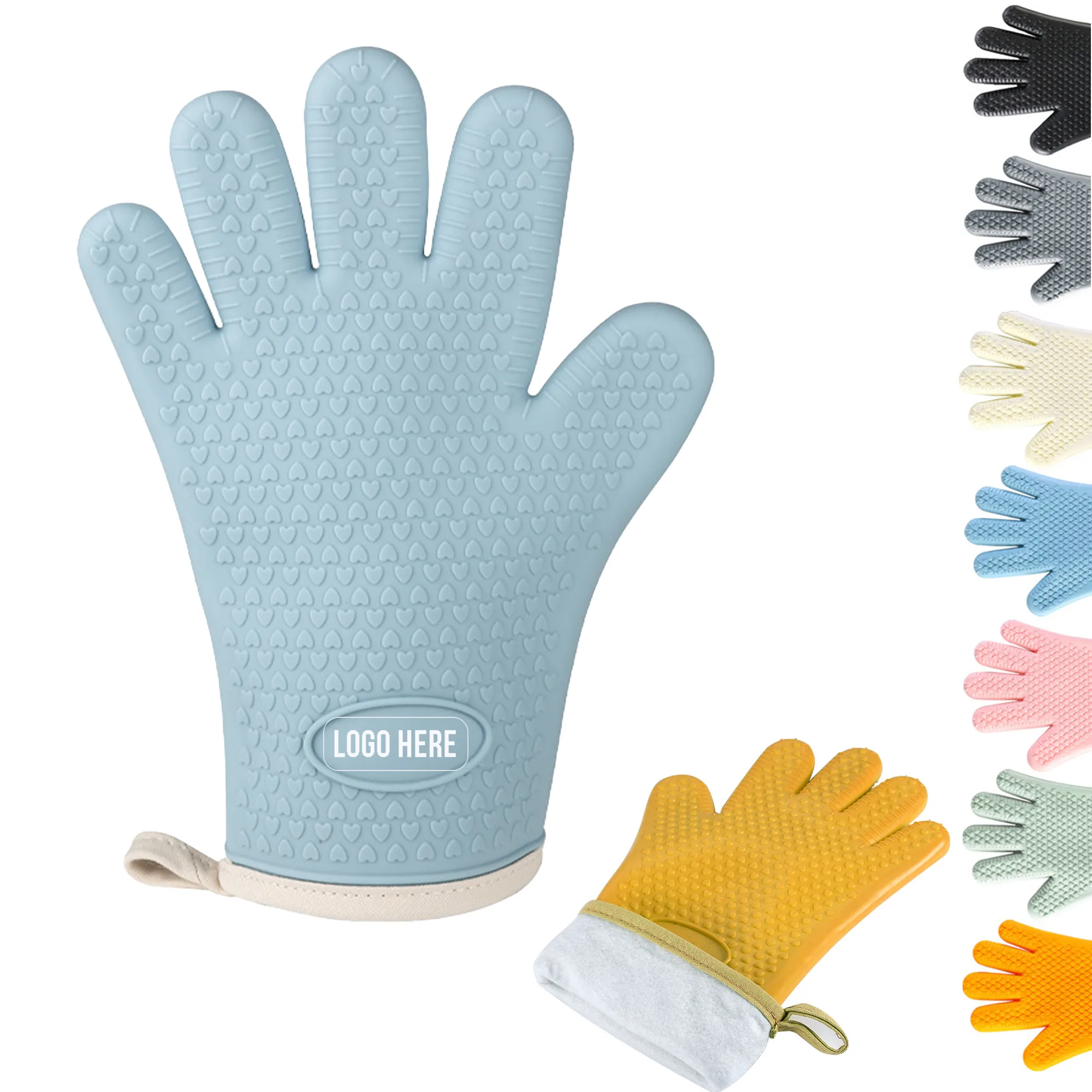 Silicone Oven Mitt Double Layers Five Fingers