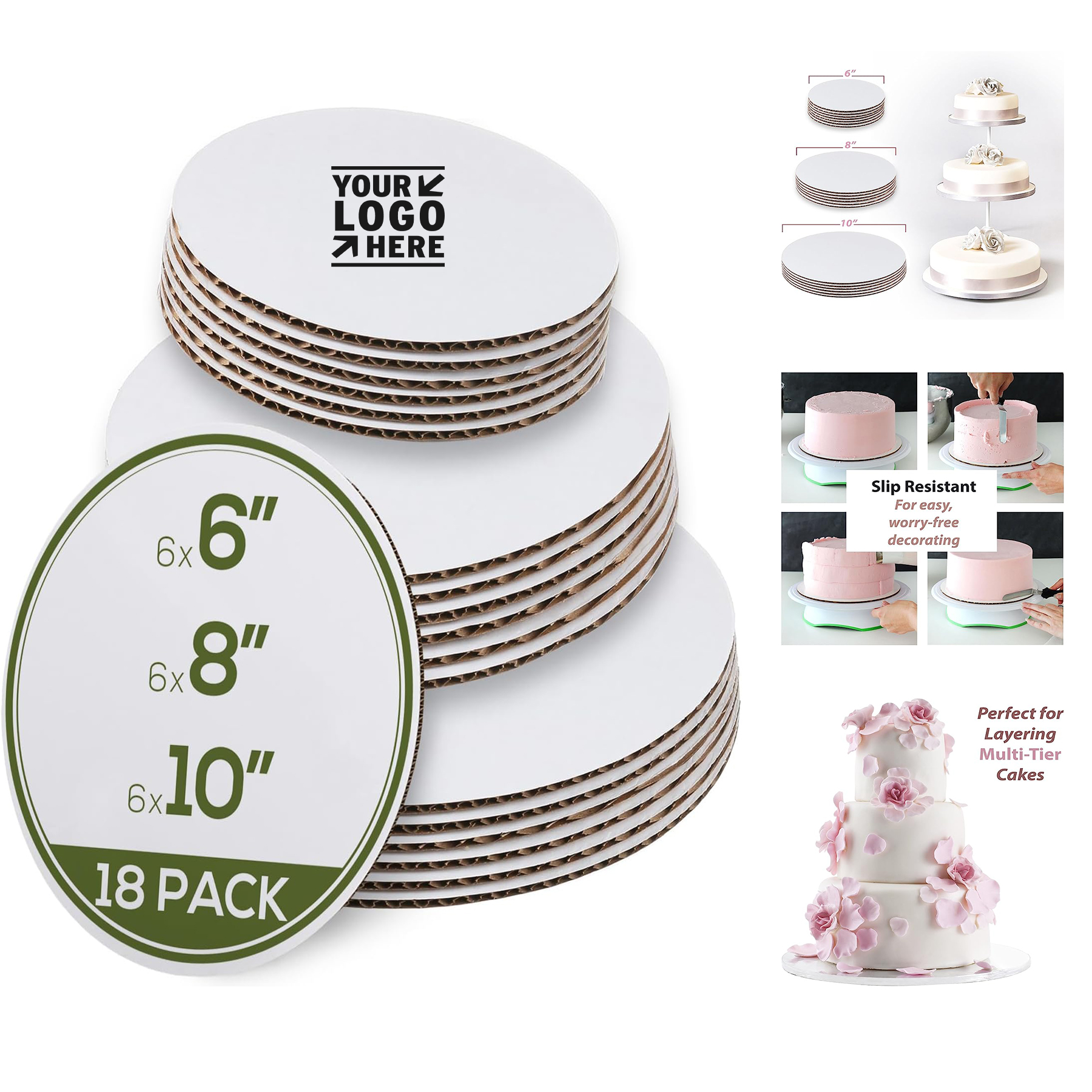 18 Pieces Sets 6, 8 and 10 Inches Cake Board Rounds