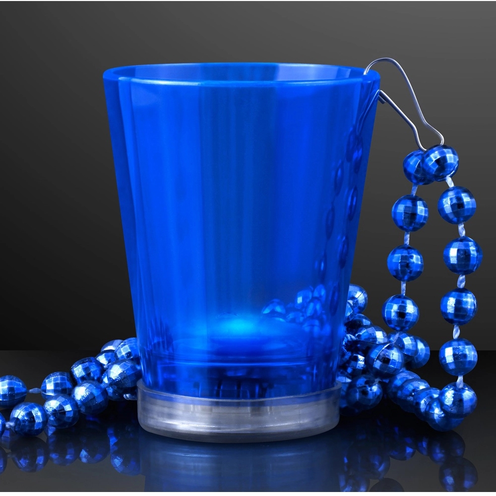 2 Oz. Light Up Green Shot Glass w/ Bead Necklace 2