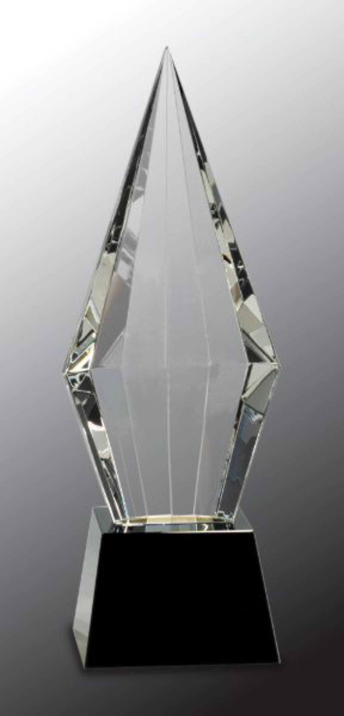 11" Obelisk Facet Crystal on Black Pedestal Base Crystal Award 3