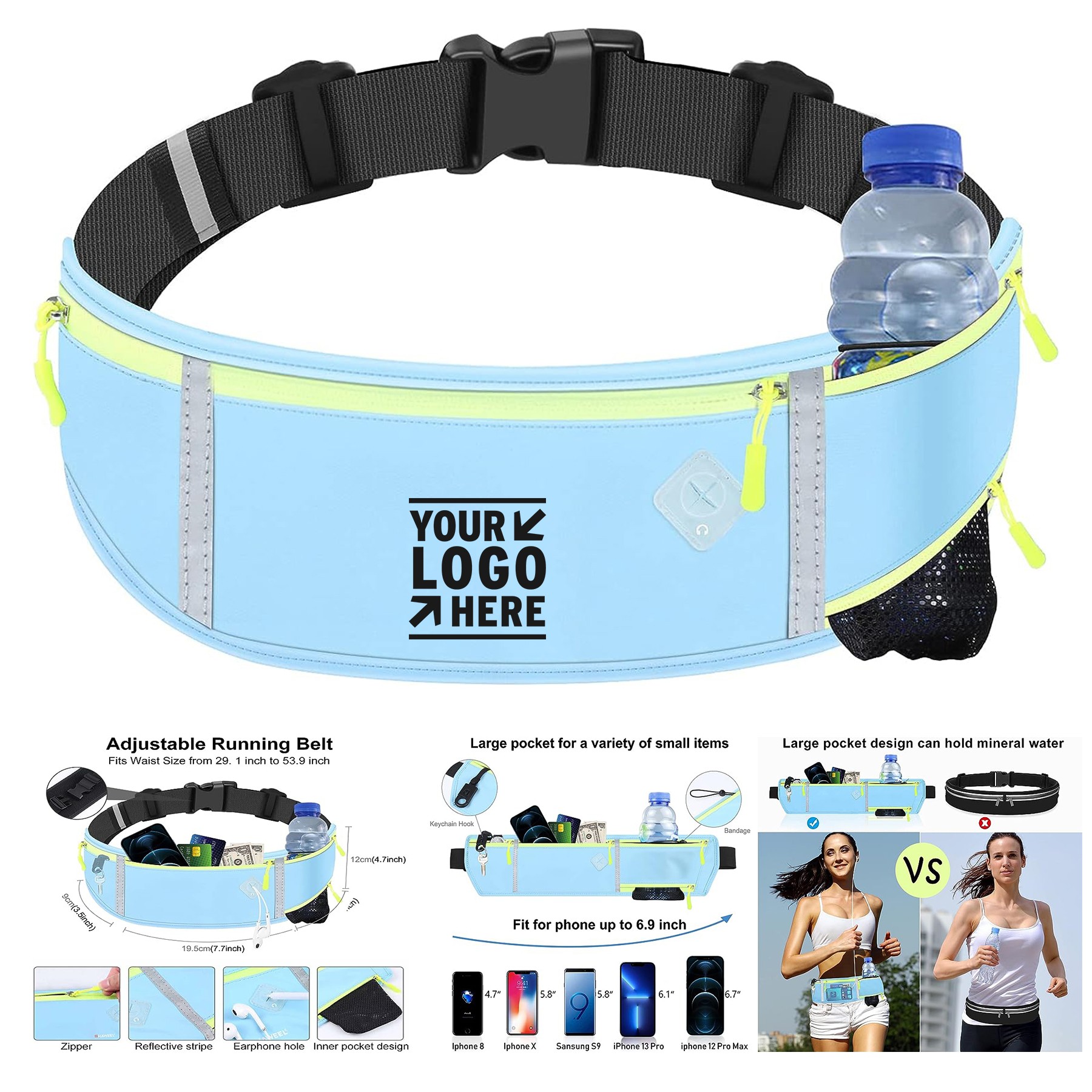 Cycling Hiking Running Fanny Pack Phone Organizer Belt Waist Bag With Water Bottle Holder 2