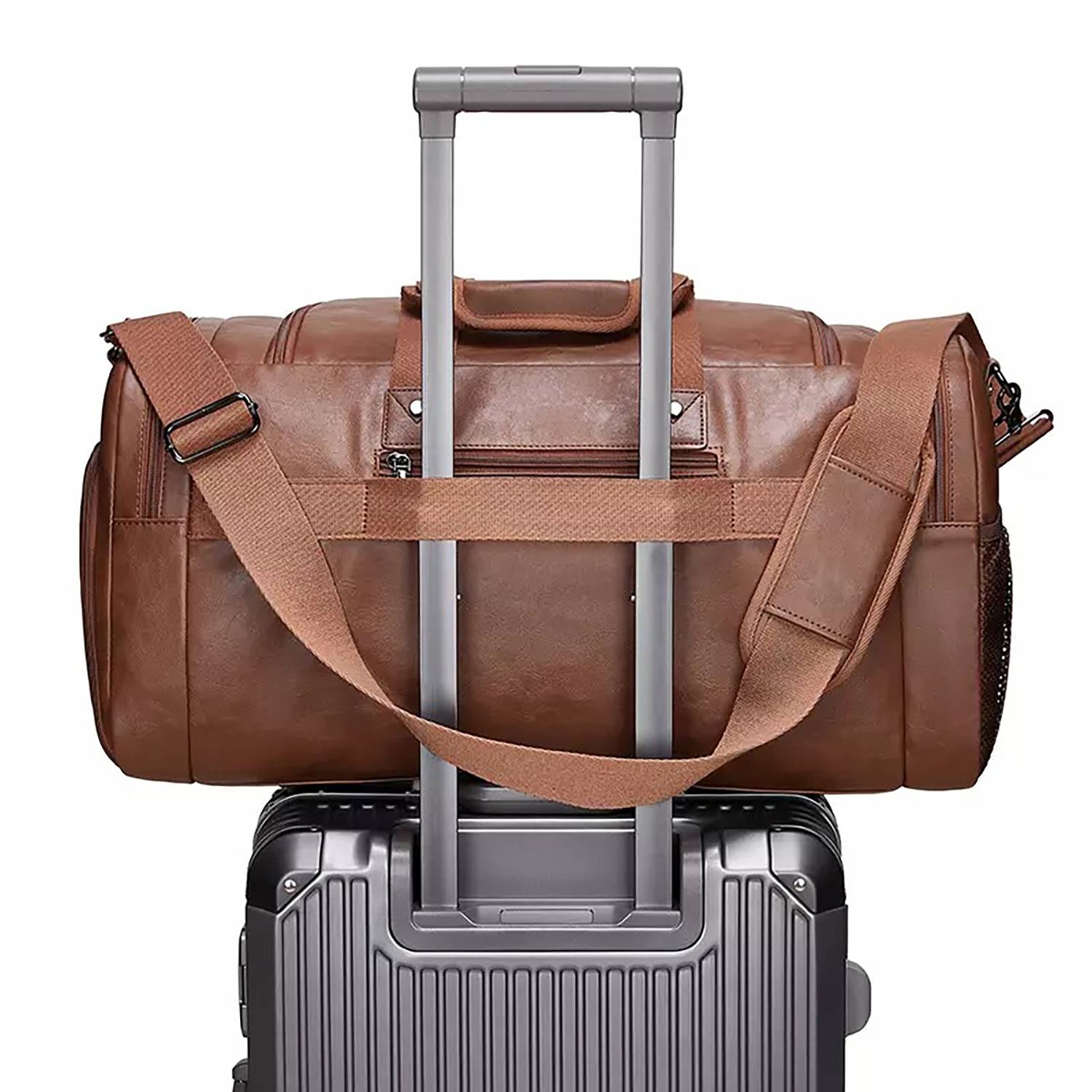 Men'S Waterproof Pu Shoulder Bag W/ Multi Compartments 8
