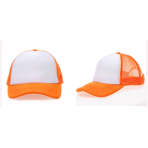 Stock 2-Tone Polyester 5 Panel Mesh Back Cap, Double Row 1