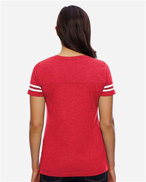 Women's Football V-Neck Fine Jersey Tee - 3537 45