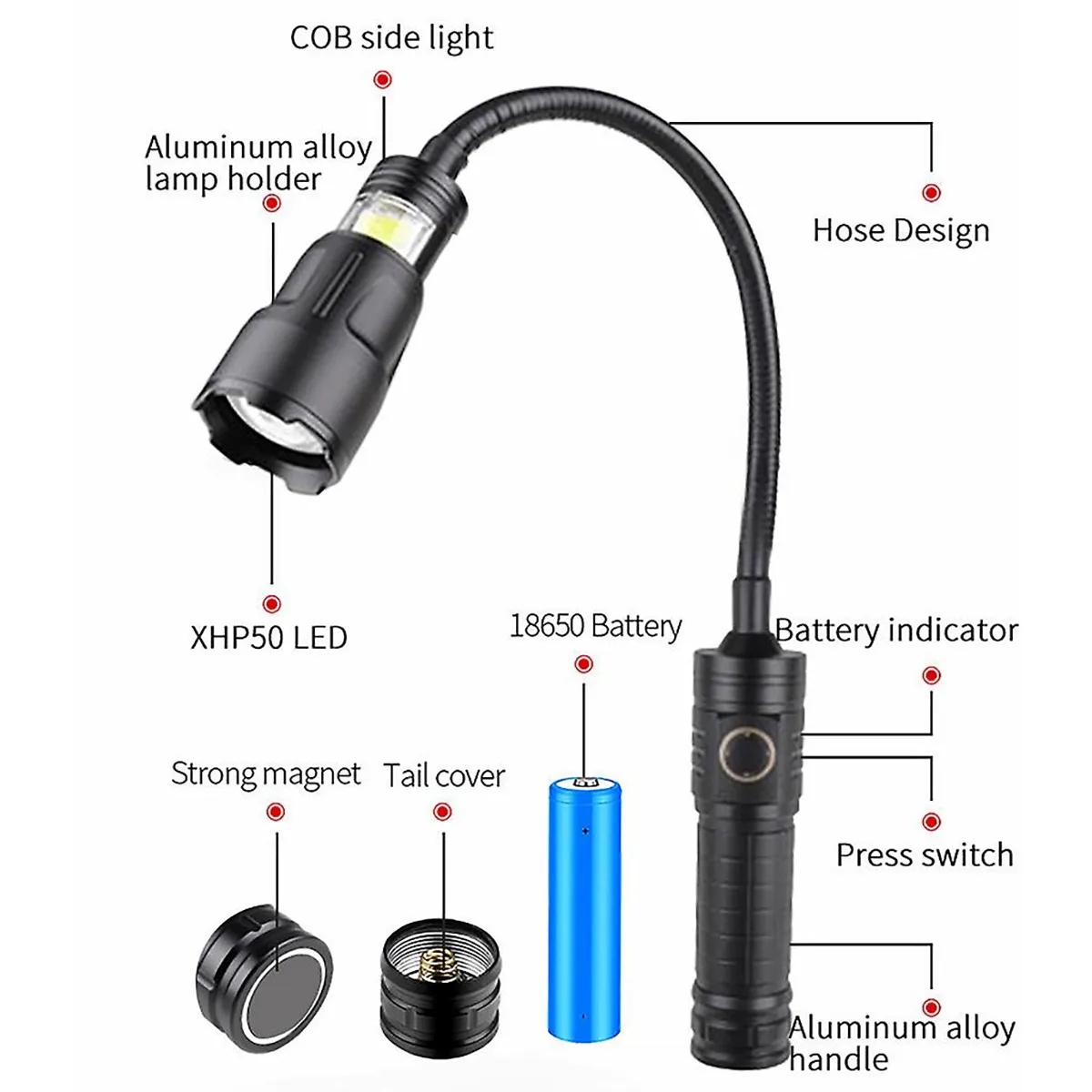 In Stock Telescopic Zoomable Light Super Bright Flashlight 5