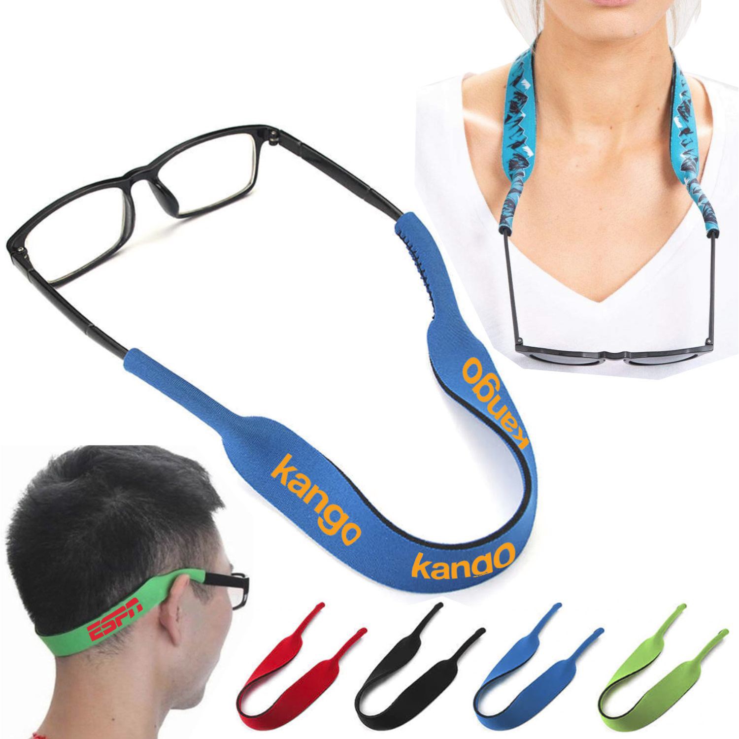 1" Eyeglass Retainer w/ Screen Print Neoprene Eyewear Strap 1