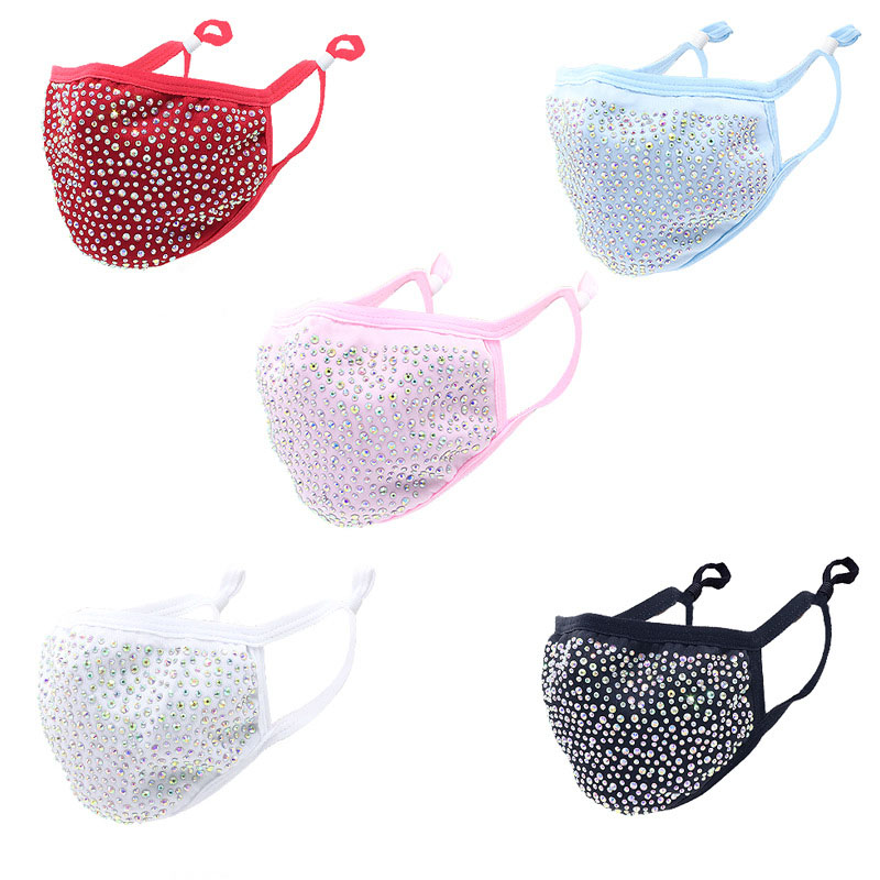 Bling Sequin Mask Crystal Masquerade Face Mask w/ Adjustable Ear Loop 4