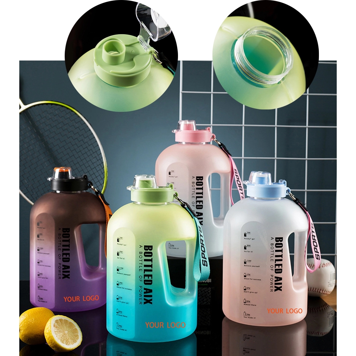 74.4Oz Water Bottle With Time Marker And Straw 3