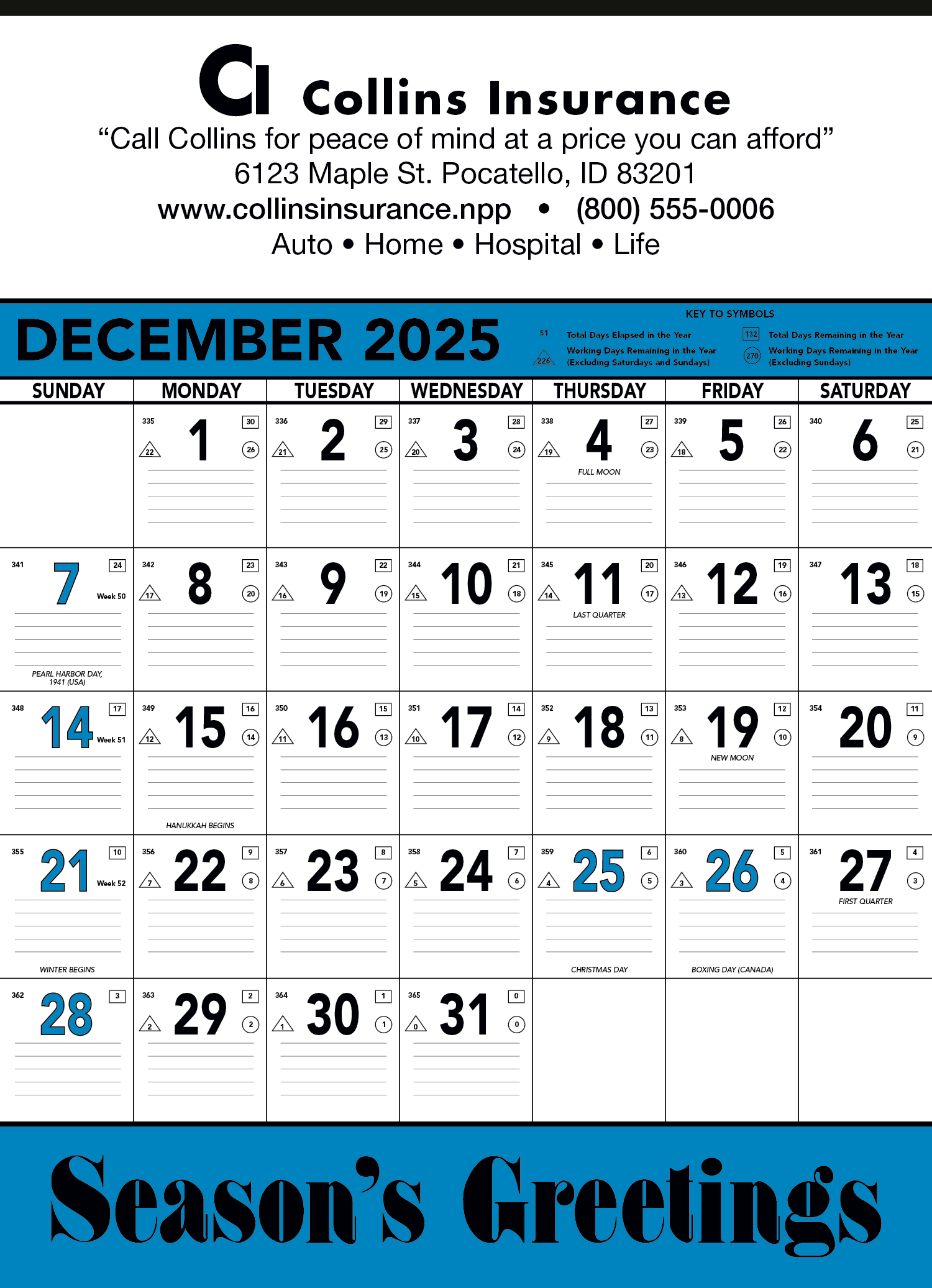 Triumph® Calendars Blue & Black Contractor Memo Calendar 4