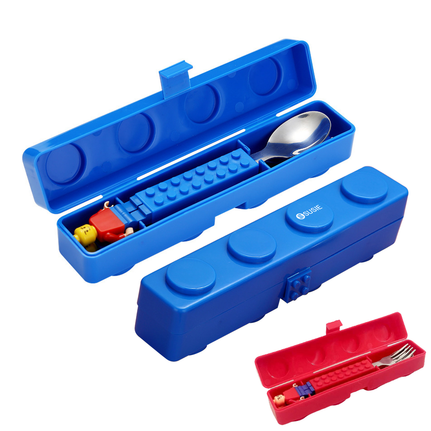 Stainless Steel Building Block Fork Spoon Kids Tableware Set