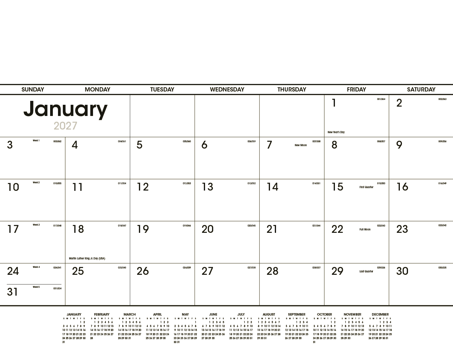 Triumph® Calendars Black & White Desk Pad 5