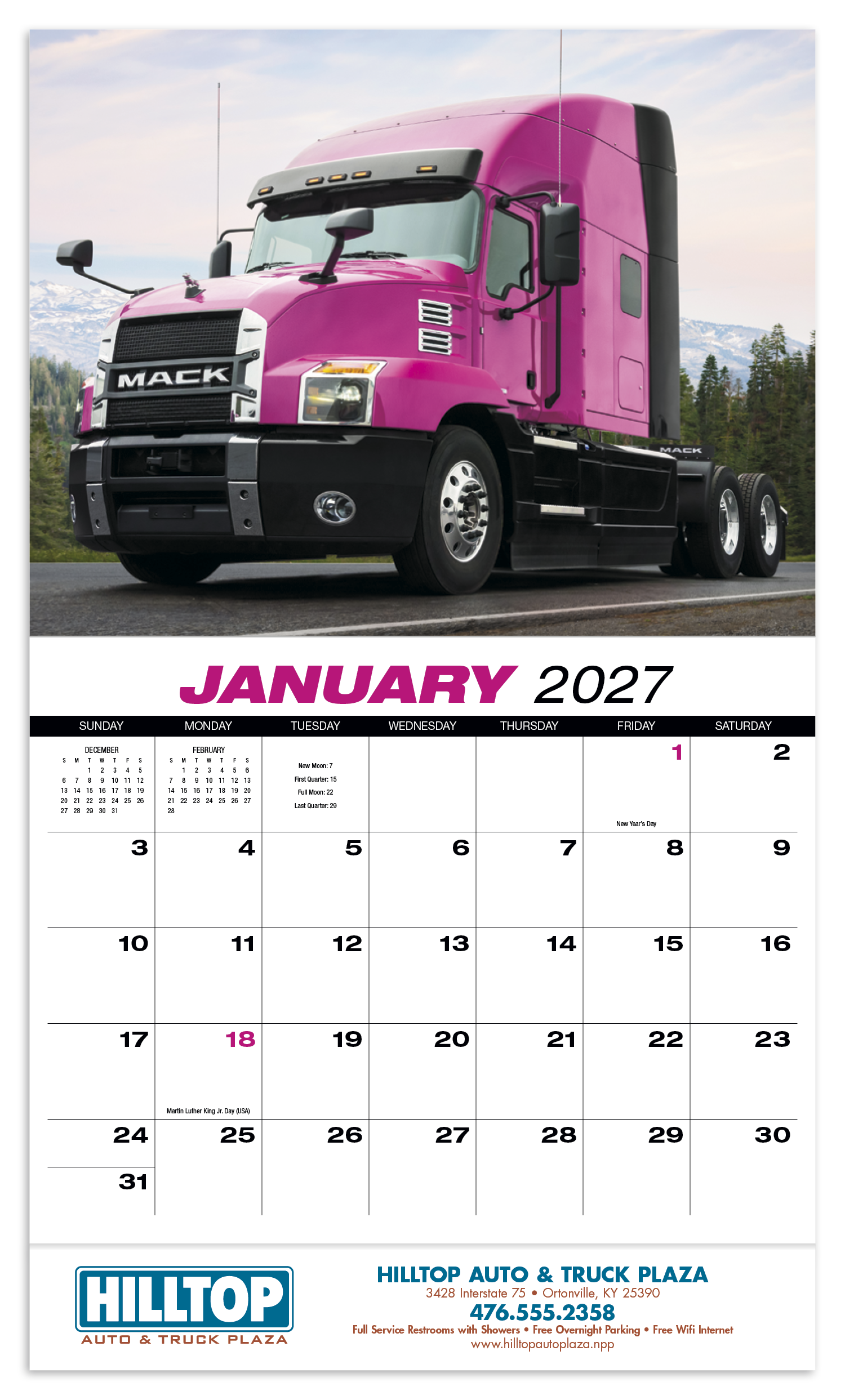 HotLine® Products 18-Wheeler Wall Appointment Calendar - Stapled 39