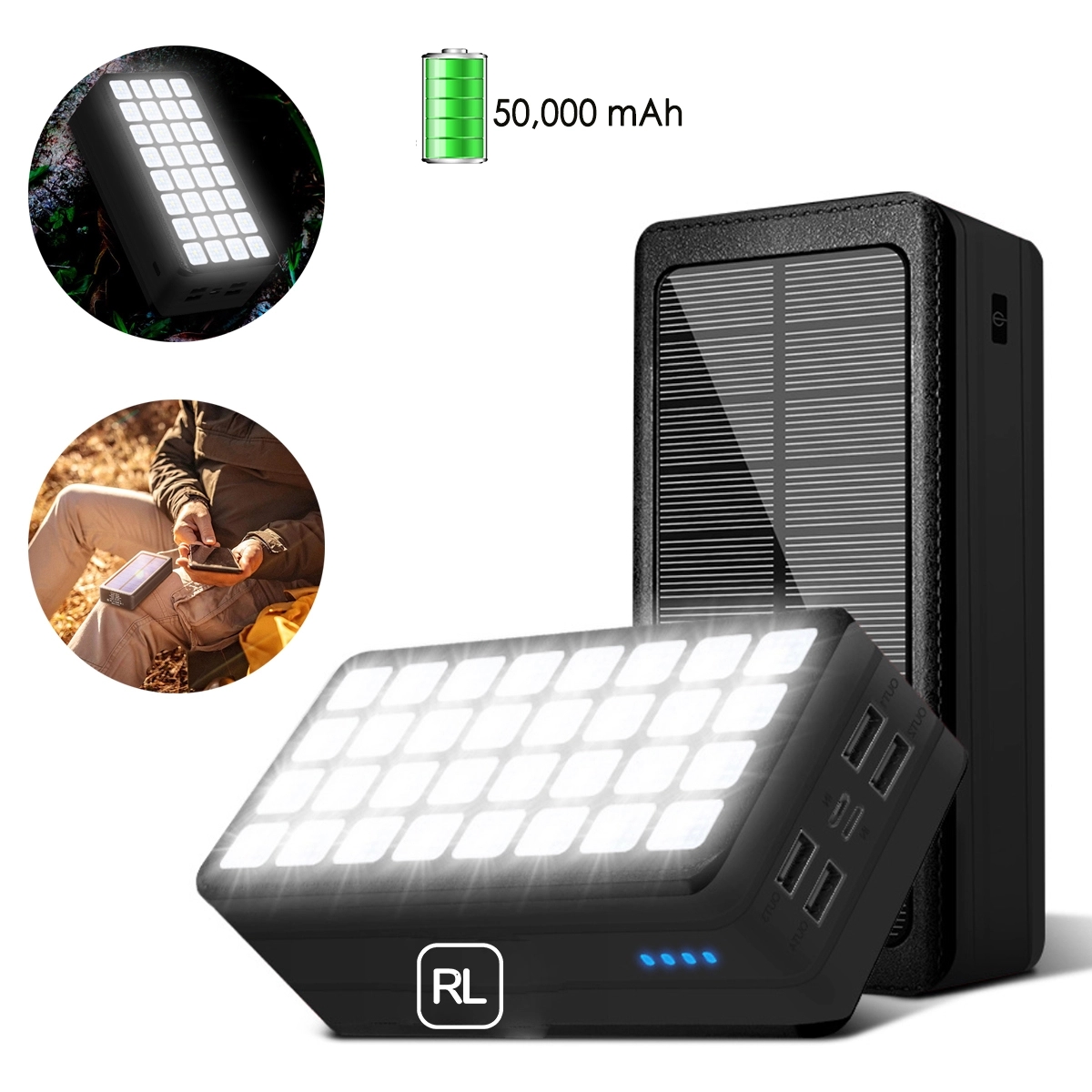 50,000 mAh Solar Wireless Charging Bank With Flashlight 3