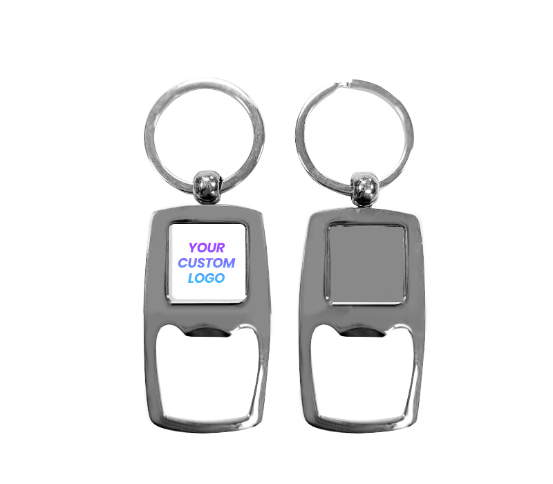 Rectangular Metal Bottle Opener Keyring 1