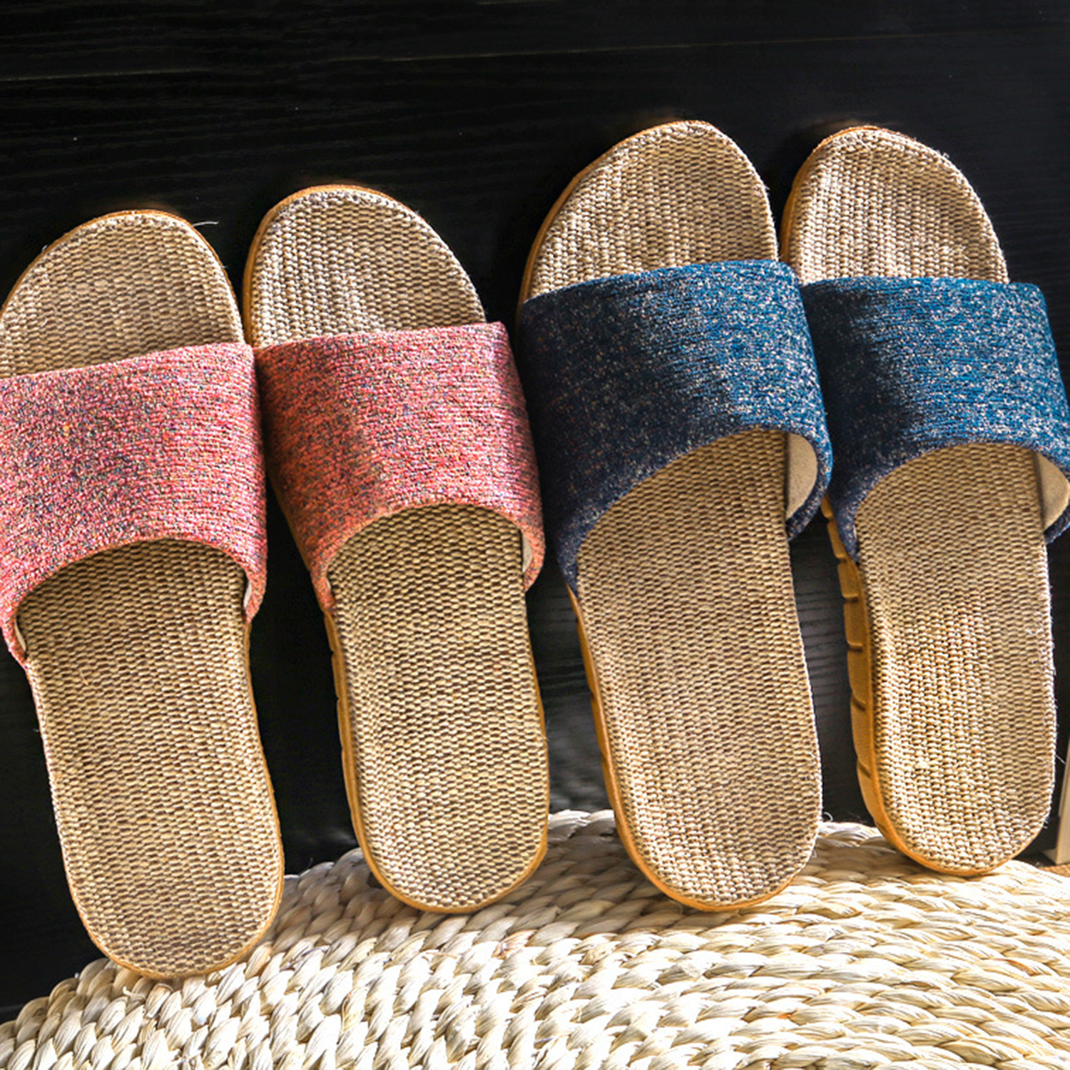 Lightweight Soft Cotton Linen Open-Toe Slippers 2