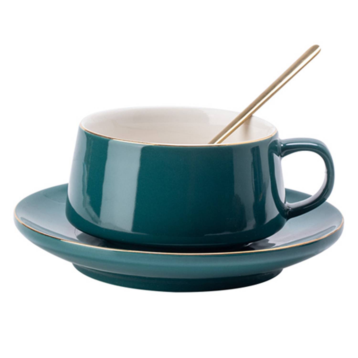 10oz Ceramic Coffee Mug Set w/ Spoon 9