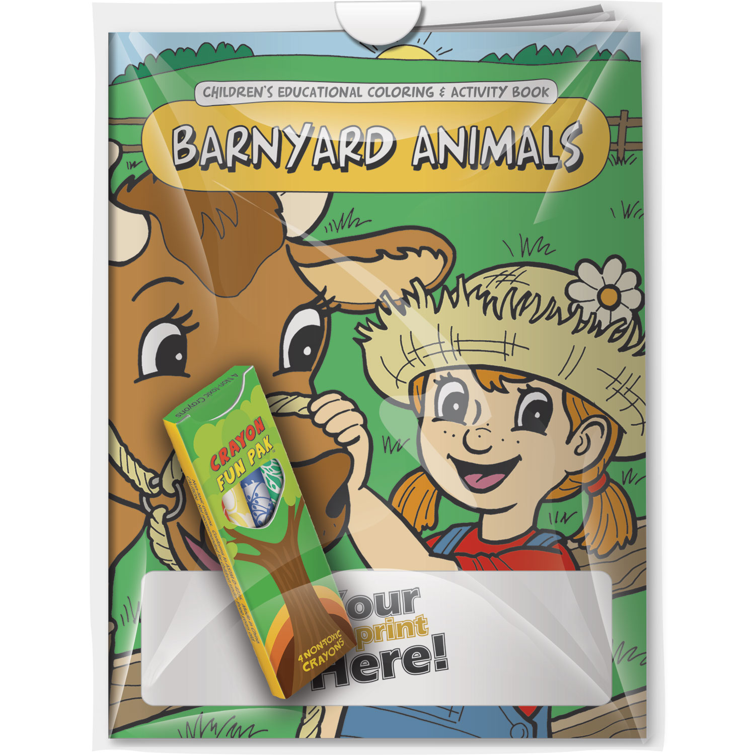 Combo Pack - CB1031 Coloring Book & 4-Pack of Crayons (Imprinted) in a Poly Bag 3