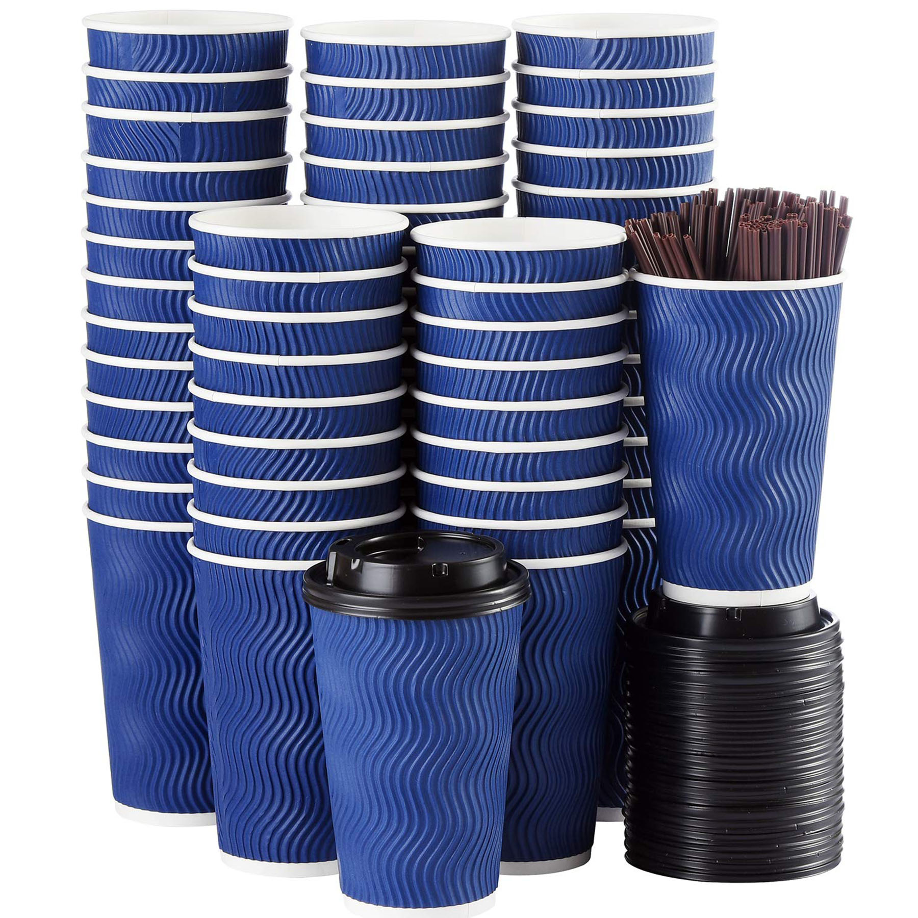 Disposable Coffee Cups with Lids and Straws 16 oz 2