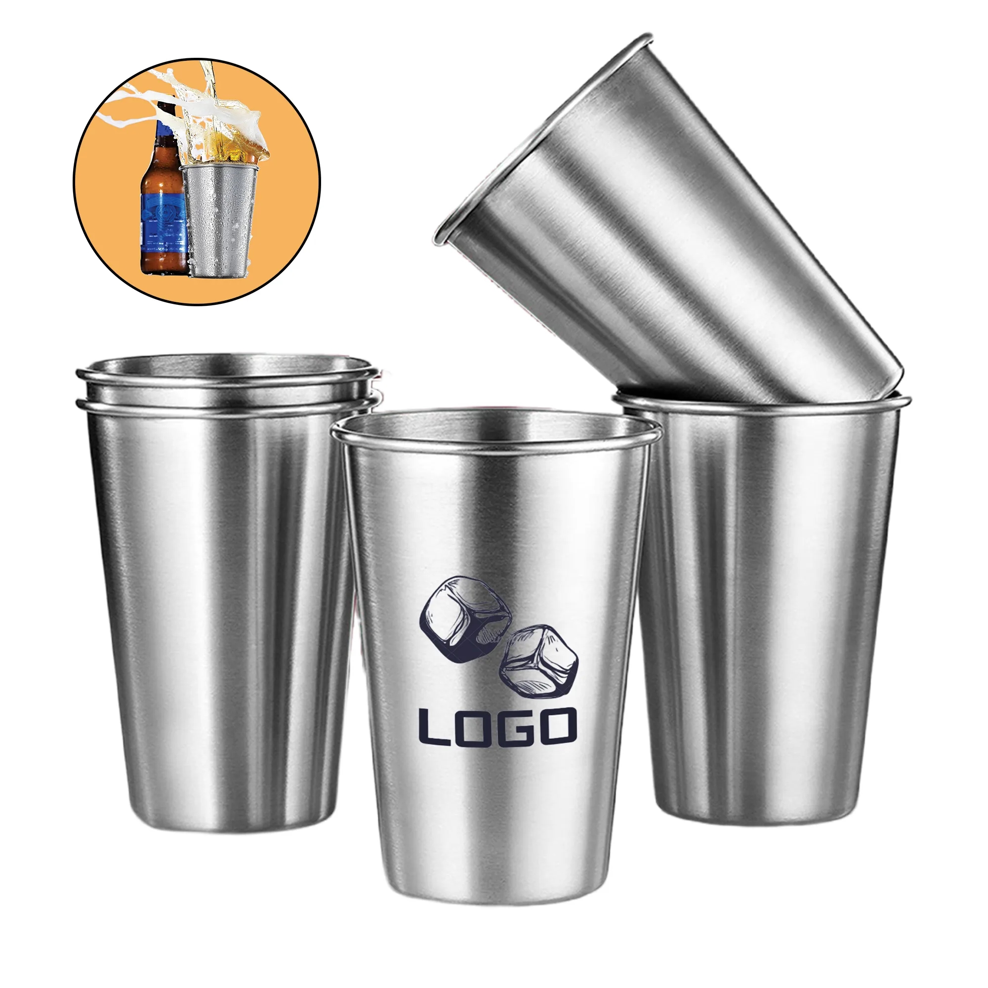 Premium Grade Stainless Steel Pint Cups Water Tumblers 1