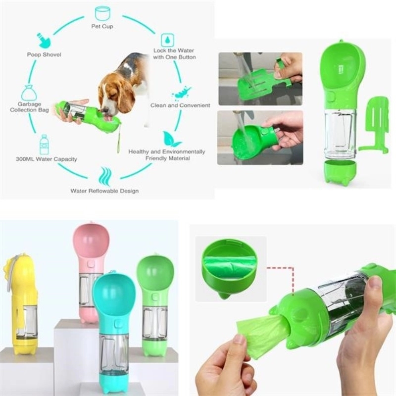 Dog Pet Travel Water Bottle Dispenser With Food Container 3
