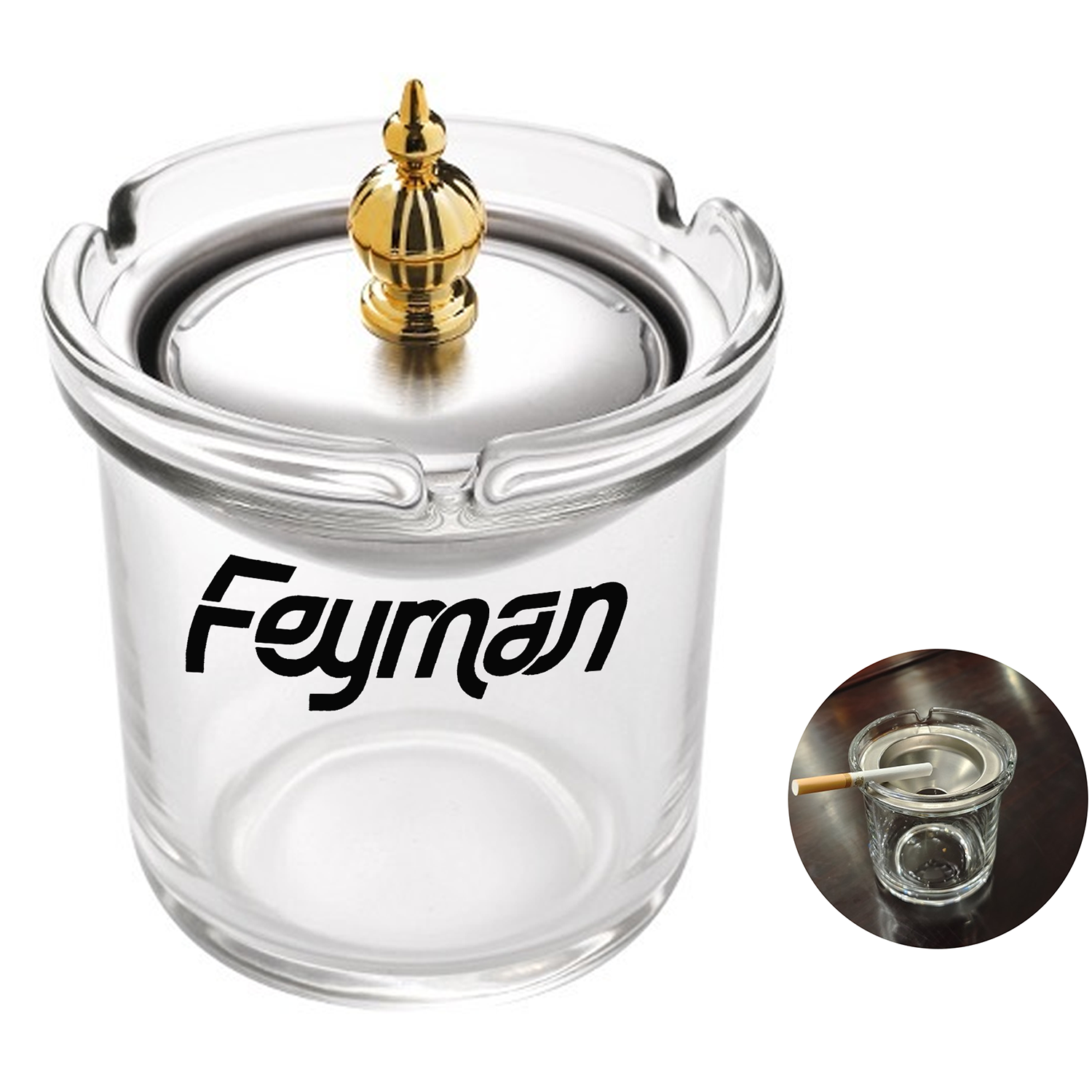 Funnel Lid Heat Resistant Glass Ashtray 2