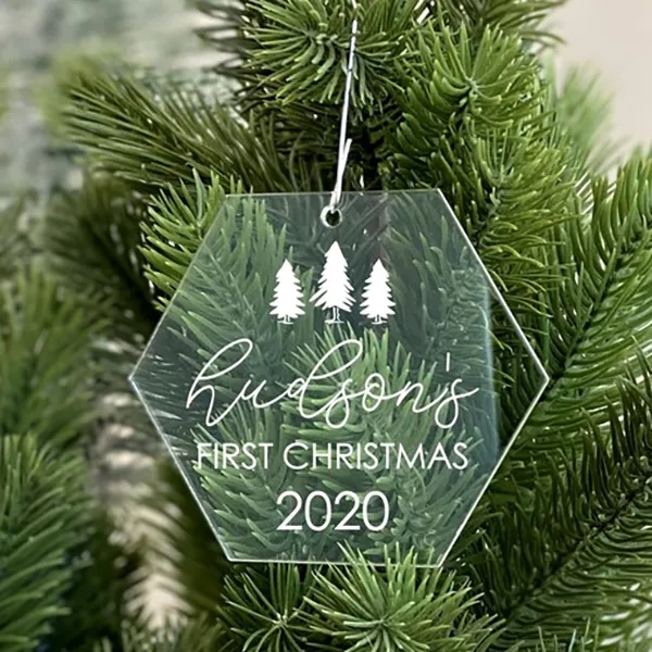 Hexagon Shaped Glass Ornaments -3x3.5 4