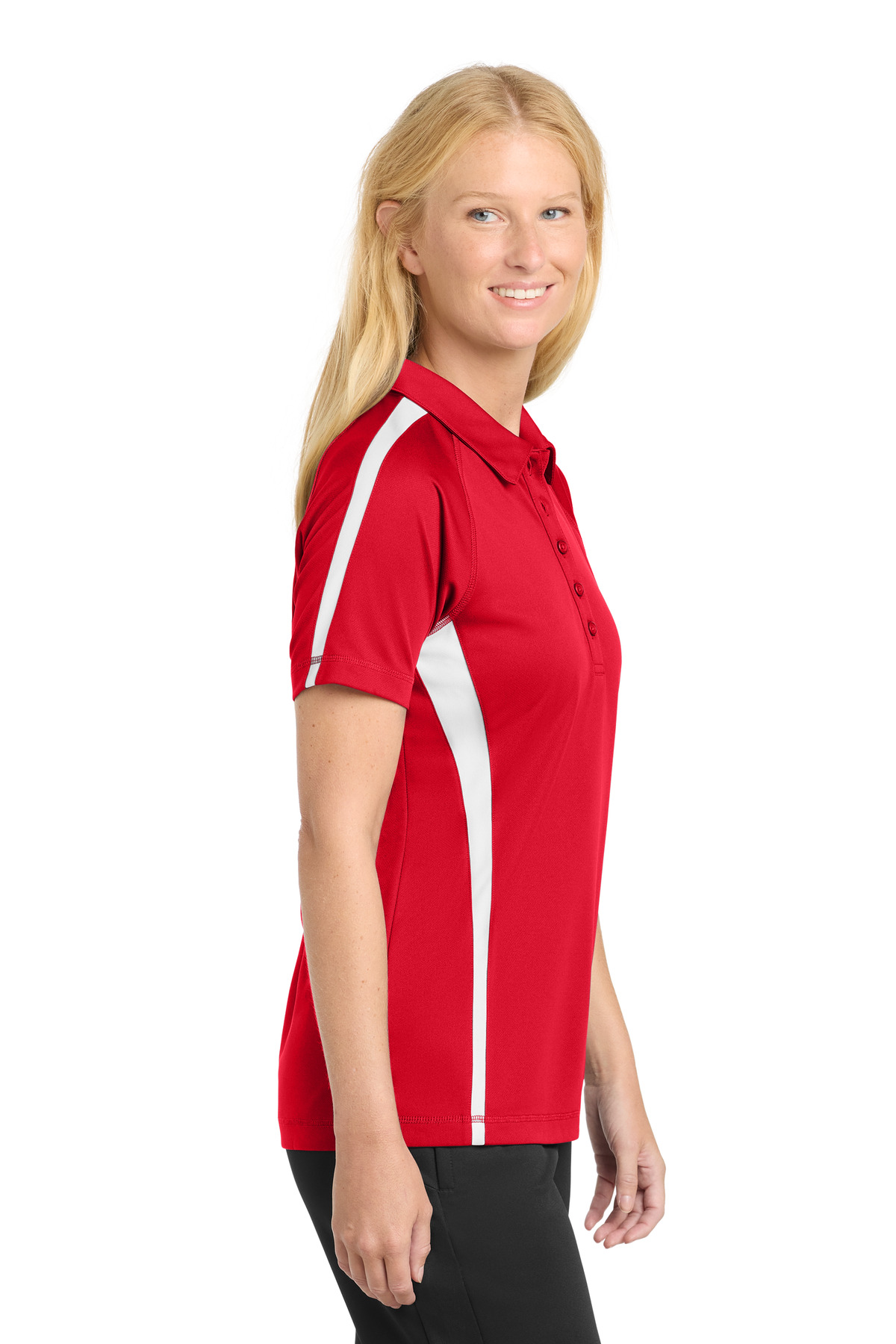 Sport-Tek Women's PosiCharge Micro-Mesh Colorblock Polo. LST685 2