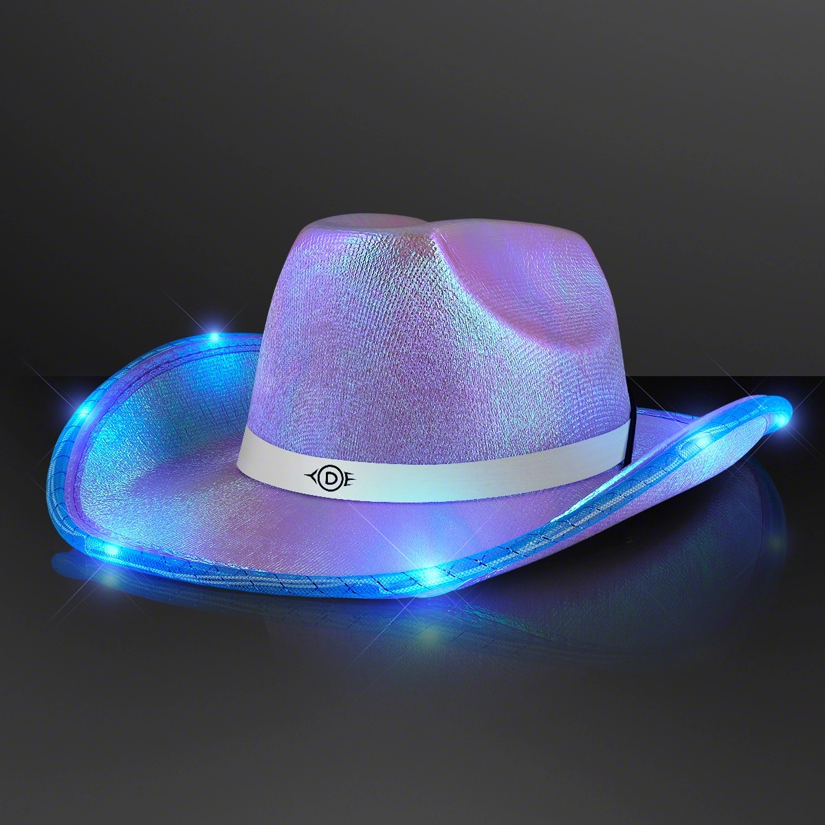 Light Up Iridescent Cowgirl Hat with White Band 10