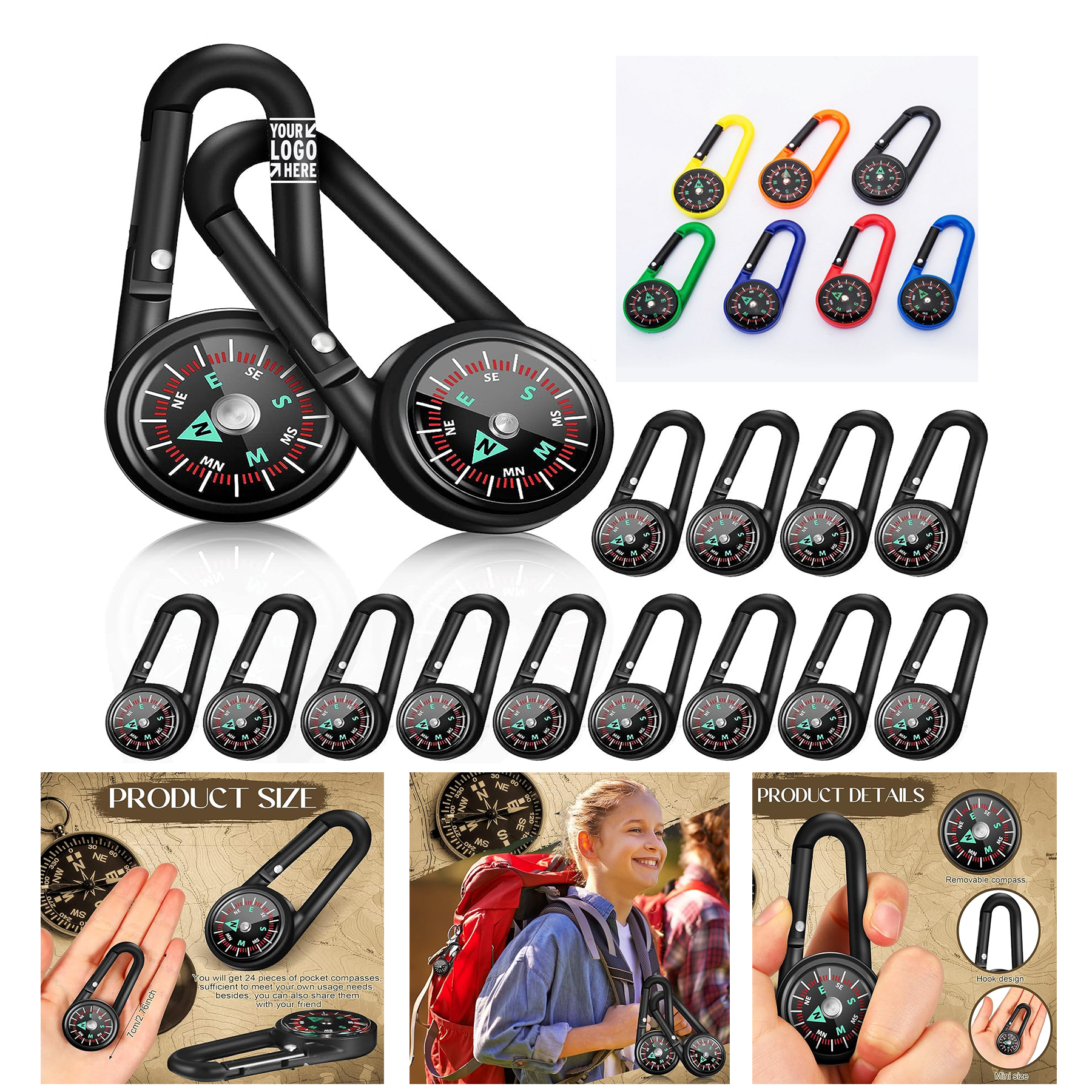 Kid Adult Backpacking Accessory Magnetic Keychain Small Pocket Survival Mini Compass 2