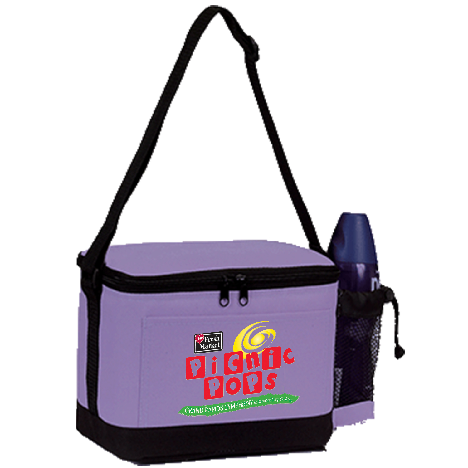 600D Insulated 6 Pack Cooler Bag w/ Side Mesh Pocket (9" x 6.5" x 6") 2