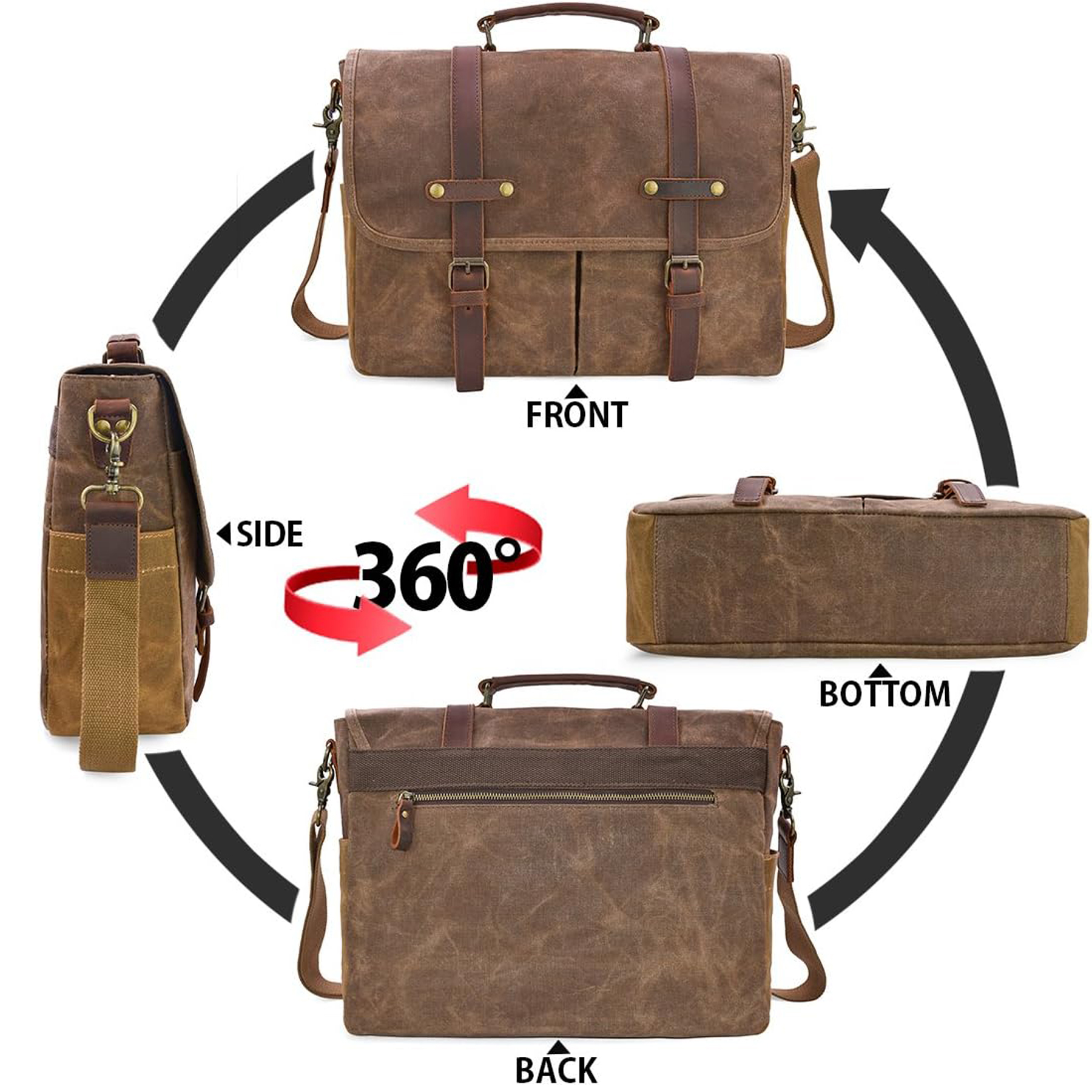 Vintage 15.6" Men's Leather Laptop Messenger Bag 2