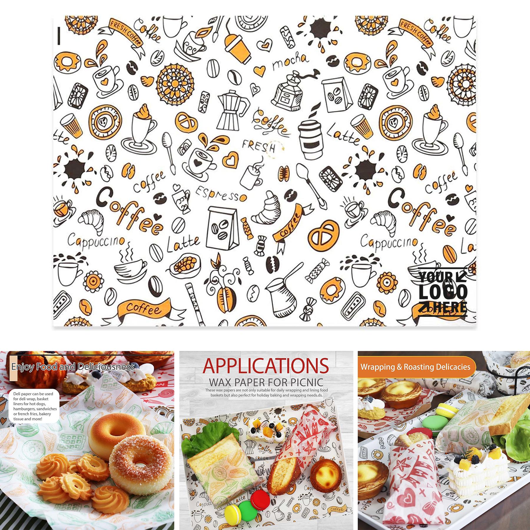 Festival Outdoor 11''x15'' Wax Deli Sheet Food Grease Resistant Sandwich Wrapping Paper