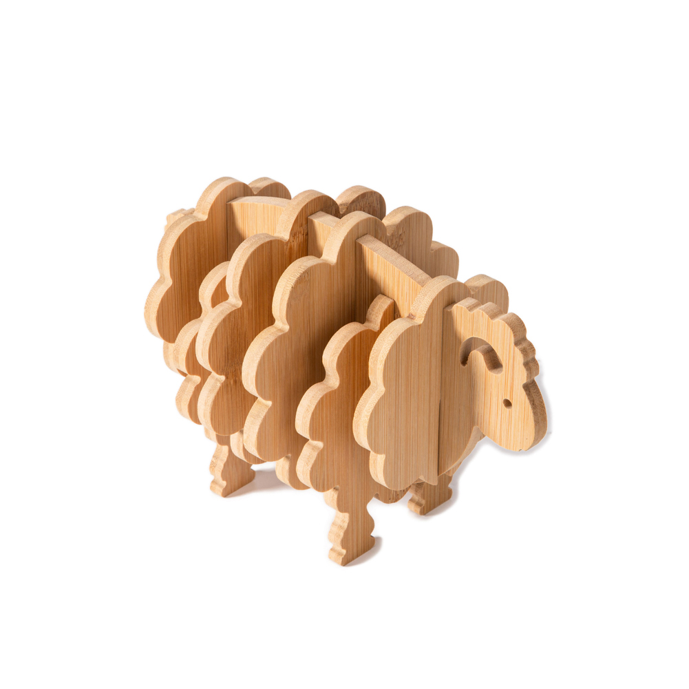 Sheep Shaped Bamboo Coaster and Table Top Decoration 1