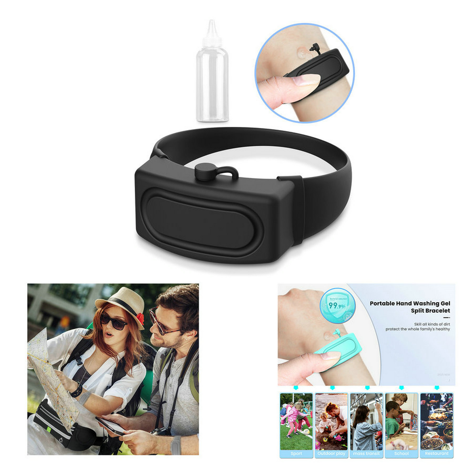 Silicone Hand Sanitizer Wristband With An Empty Bottle 2