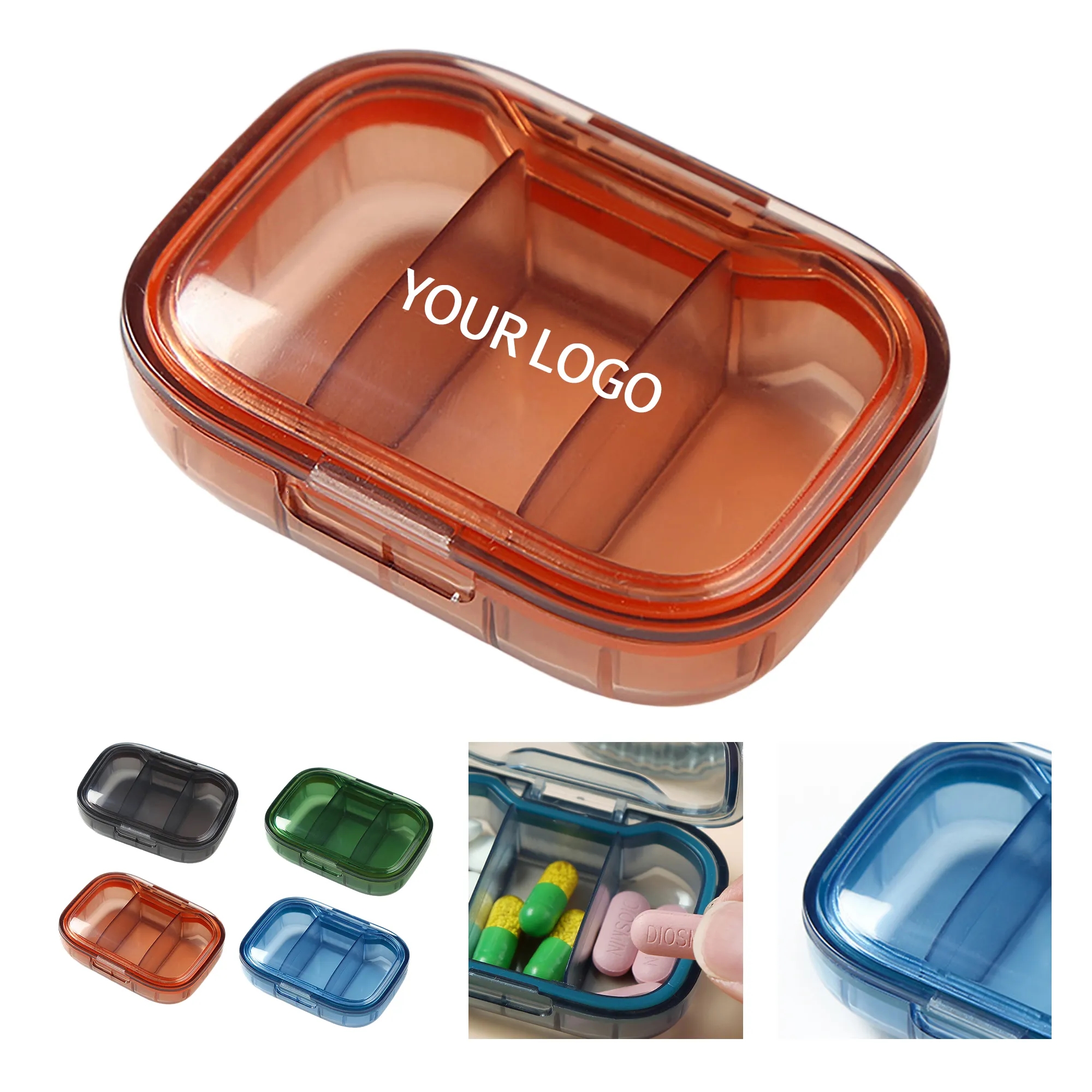 Travel Pill Storage Box with 3 Sections Moisture Safe 1
