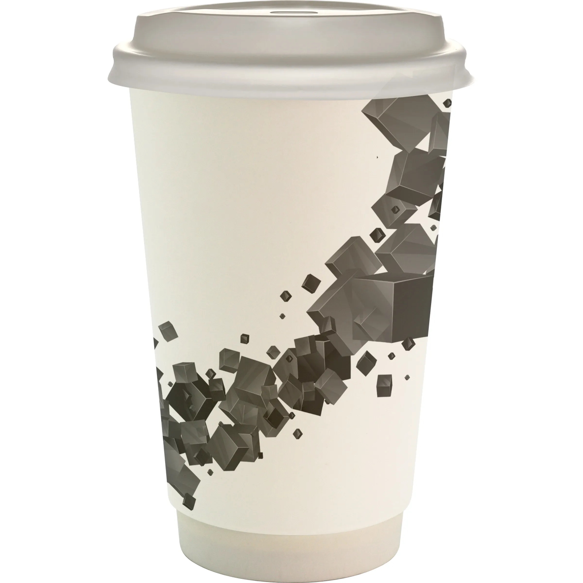 16 oz. Full Color Floating Cube Paper Cup With Lid 21
