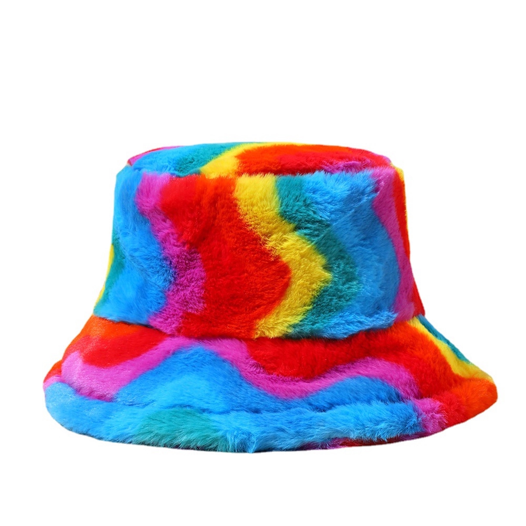 Color Block Fuzzy Bucket Hat 16