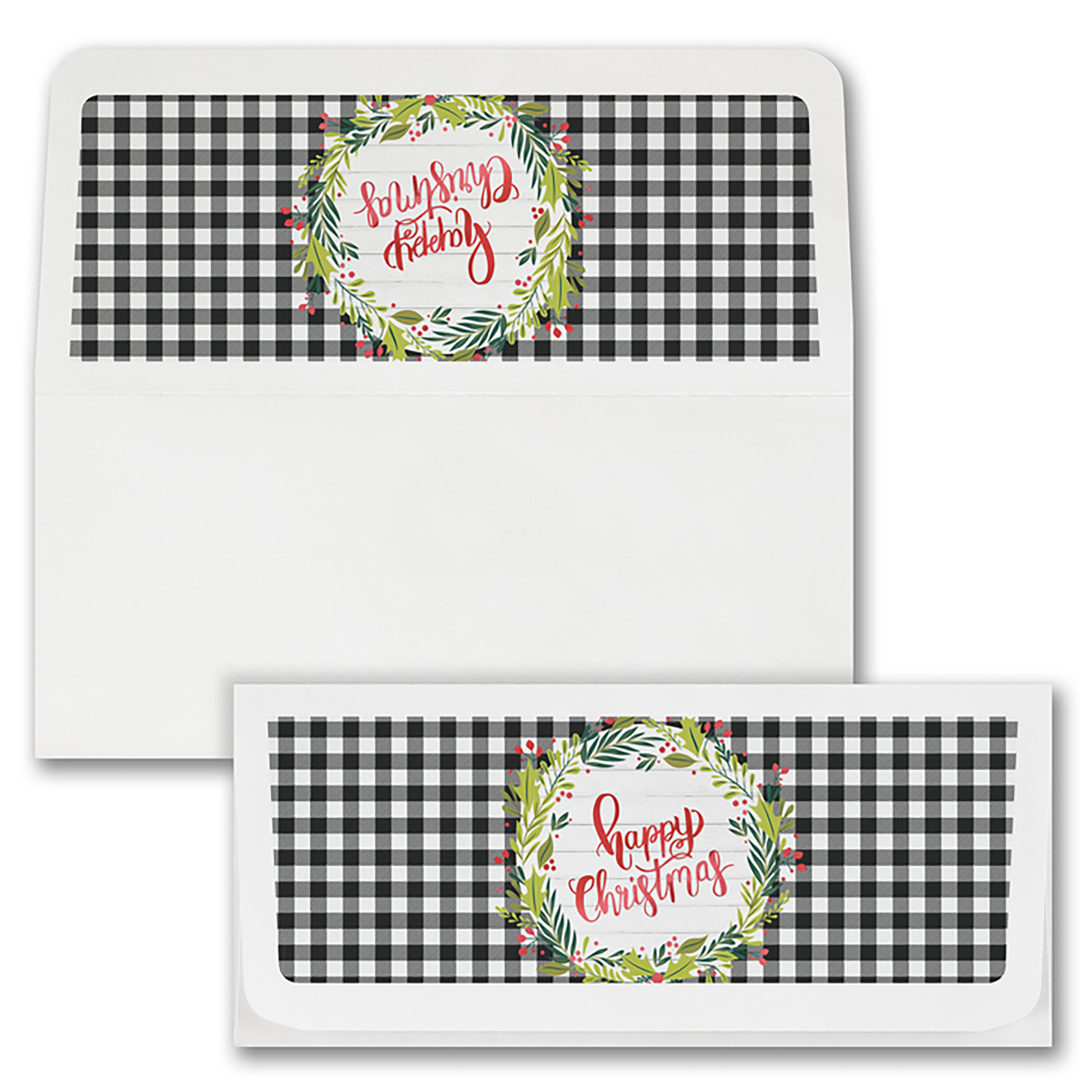 Happy Christmas Plaid Currency Envelope 1