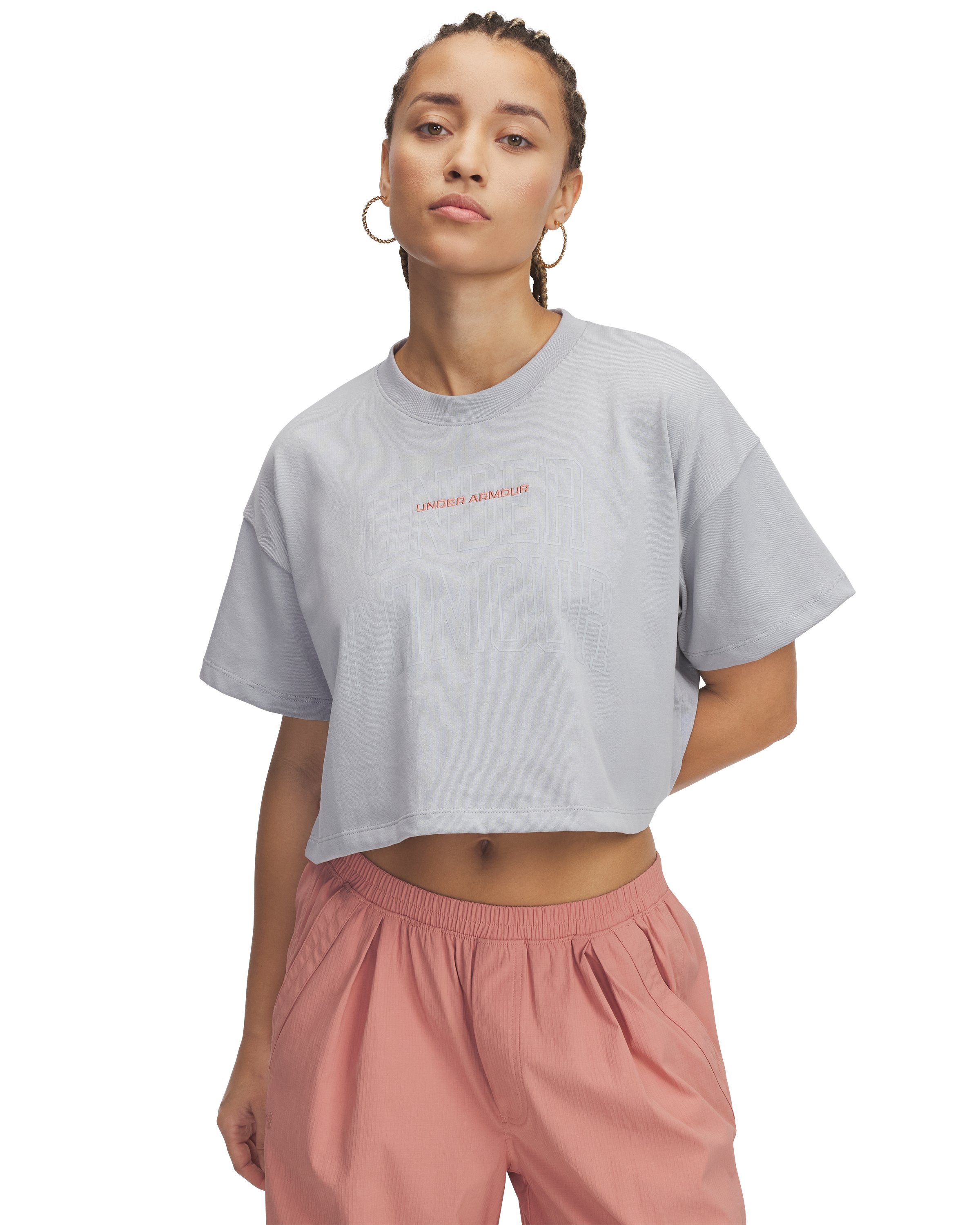 UA Varsity Mix Heavyweight Women's Crop Short Sleeve, custom athletic wear with logo imprint 4