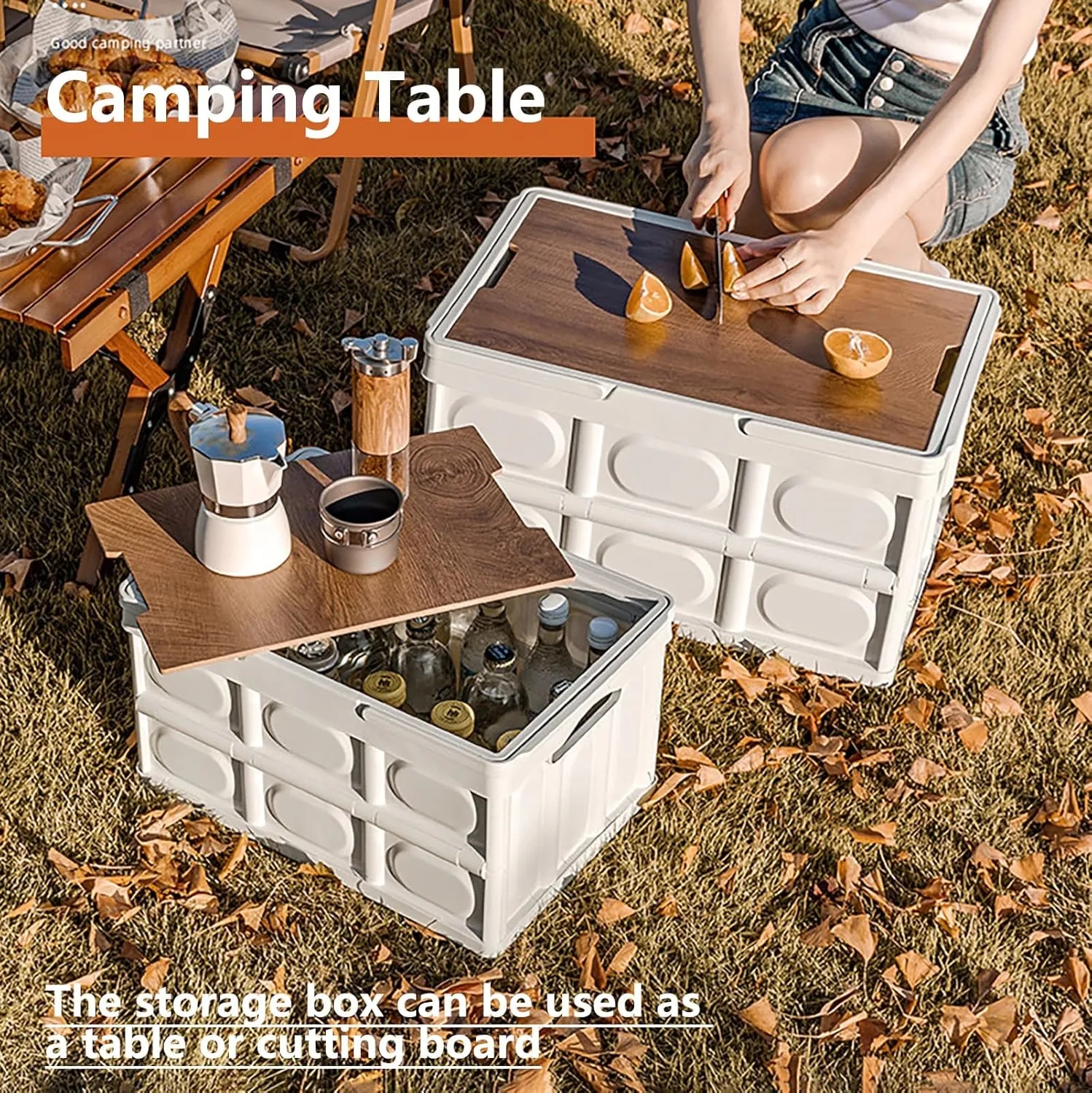 Collapsible Storage Bin With Wood Lids 4