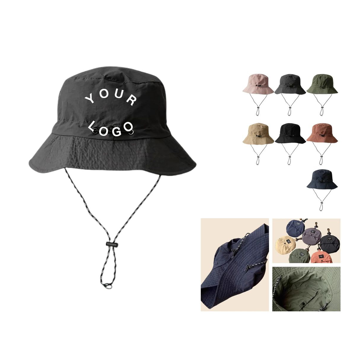 Polyester Fishermans Hat with Mesh Panels and Strap 9