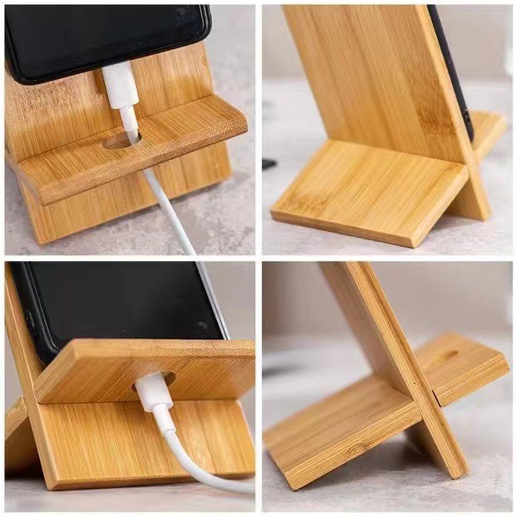 Bamboo Portable Cell Phone Stand for Desk 4