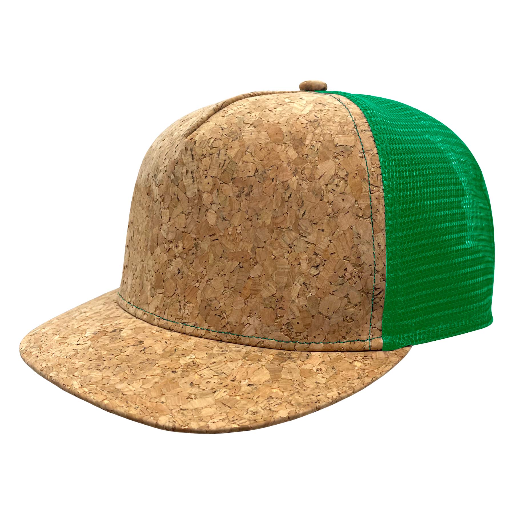 Cork Flat Visor 5 Panel Snapback Mesh Back Trucker Hat 6
