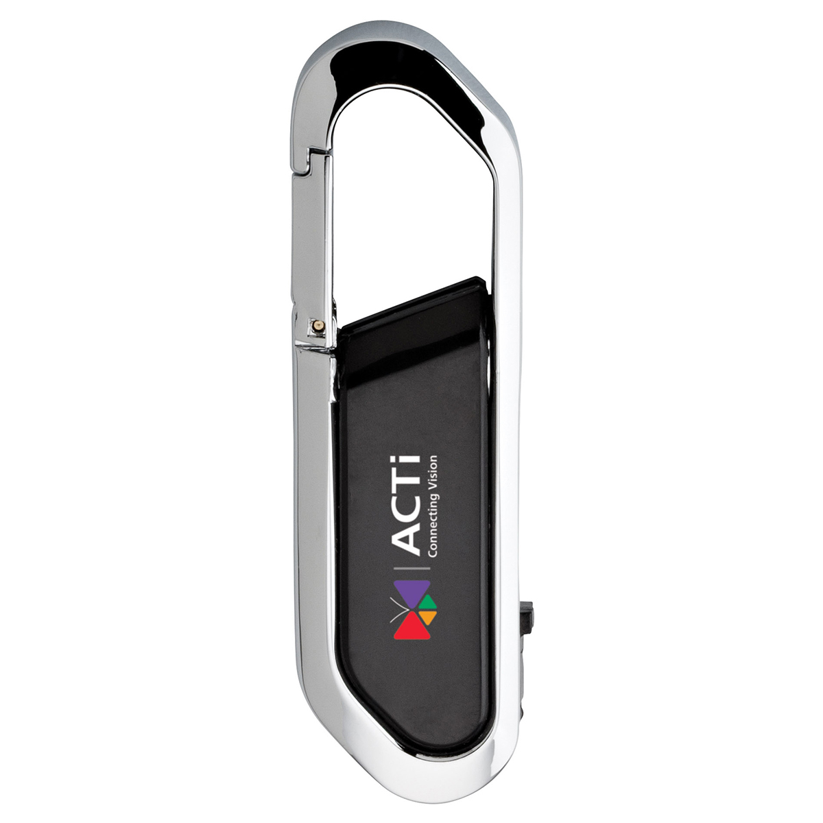 Carabiner USB Drive With Metal Rim And Capless Push/Retract USB 21
