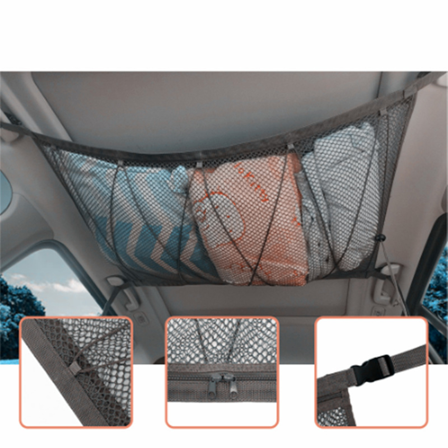Car Ceiling Storage Hanging Net Pocket 3